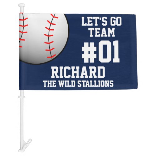 Navy White Baseball Team Spirit Car Flag