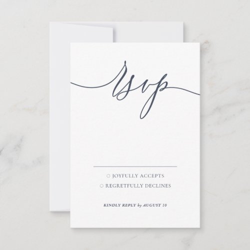Navy White Basic Kindly Reply RSVP Card