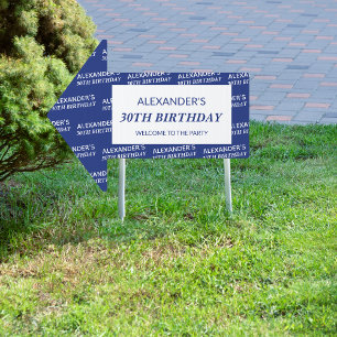 Navy White Birthday Welcome Yard Sign