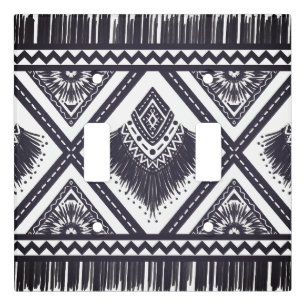 Navy White Boho Pattern Light Switch Cover