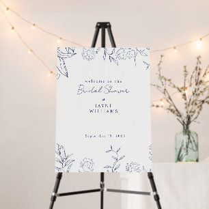 Navy & White Botanical Bridal Shower Welcome Sign
