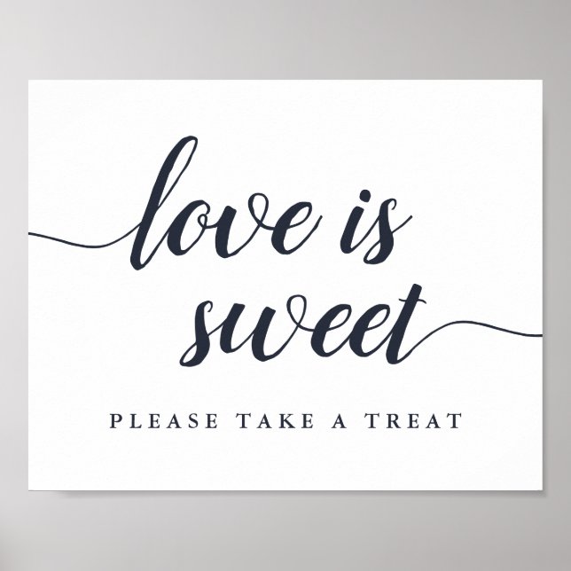 Navy & White Calligraphy Wedding Dessert Bar Sign (Front)