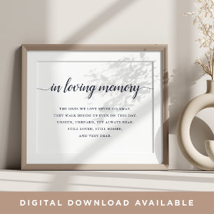 Navy & White Calligraphy Wedding Memorial Sign