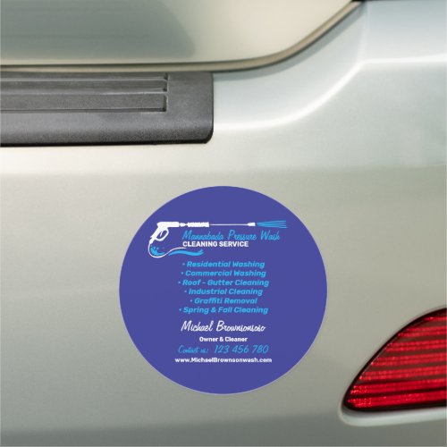 Navy White Car Detail Pressure Power Washing Magnet