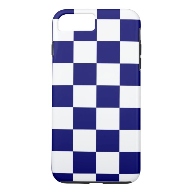 Navy & White Checkered Pattern iPhone 8 Plus Case (Back)