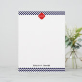 Navy White Chevron Red Quatrefoil 3 Monogram (Standing Front)