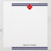 Navy White Chevron Red Quatrefoil 3 Monogram (Front/Back)