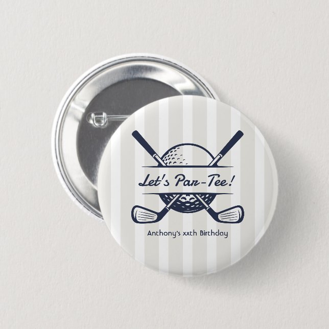 Navy, White & Cloud Dancer Preppy Golf Party Button (Front & Back)