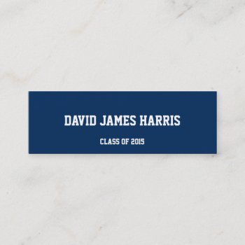 Navy White Collegiate Graduation Insert Name Card by FidesDesign at Zazzle