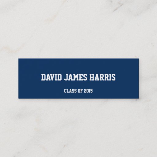 Customizable Navy white collegiate graduation insert name card business card template