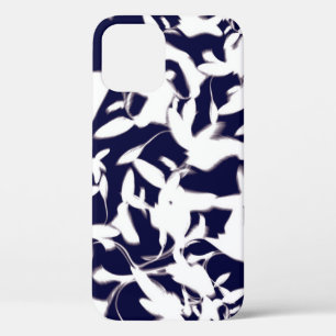 Navy & White color pattern design made with plant iPhone 12 Case
