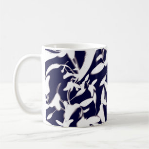 Navy & White color pattern design made with plant Coffee Mug