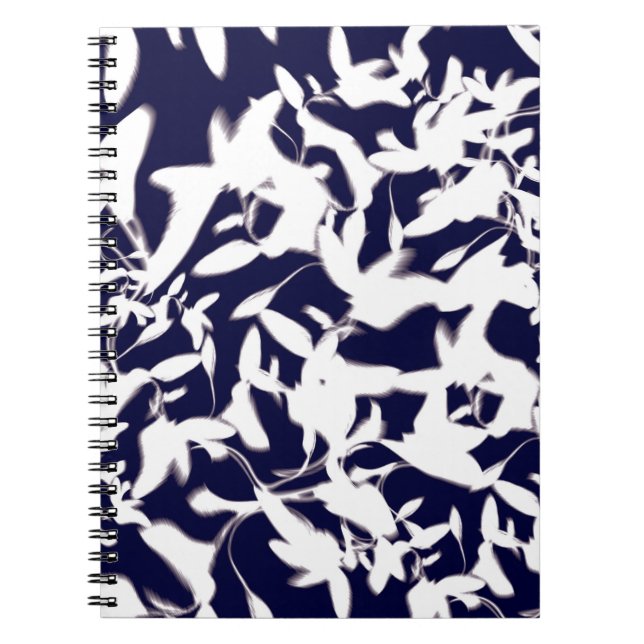 Navy & White color pattern design made with plant  Notebook (Front)