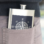 Navy &amp; White Compass Nautical Flask at Zazzle