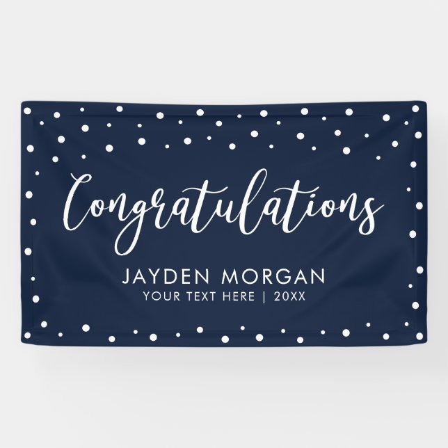 Navy & White | Congratulations Party Event Banner (Horizontal)