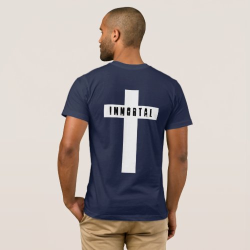 Navy  White Cross Immortal Designs Mens Urban T_Shirt