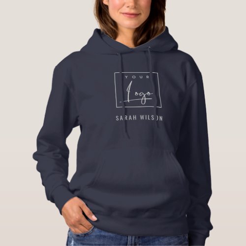 Navy White Custom Business Add Your Logo With Name Hoodie