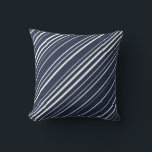 Navy & White Diagonal Stripe Pattern Throw Pillow<br><div class="desc">This navy pillow features a modern white stripe pattern. This two toned striped pillow with its grouping of navy and white asymmetrical lines and bands will inherently draw your attention and the attention of your guests; a classic design for your Hampton style decor, or stylish addition to any room's decor....</div>