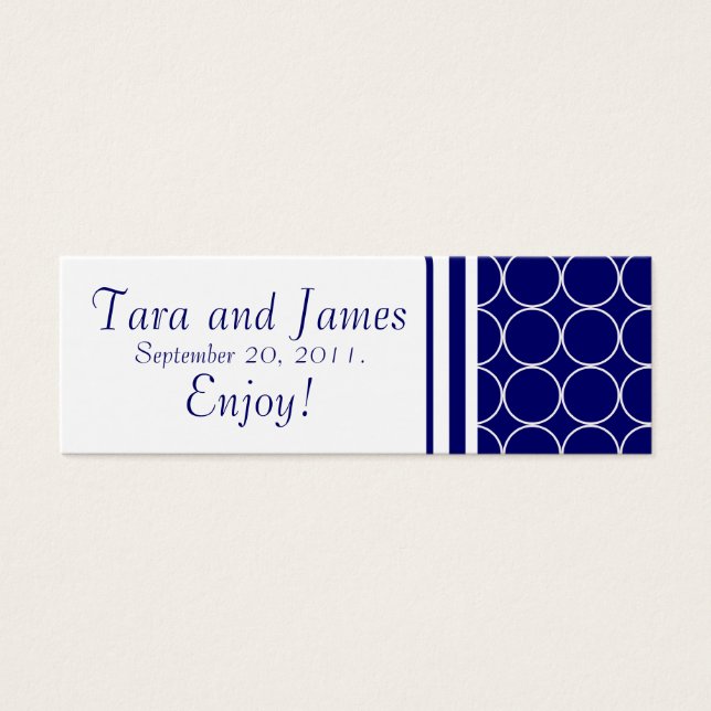 Navy White Dots Wedding Favour Tag Card (Front)