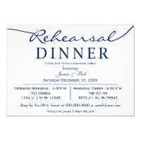 navy white Elegant Script Rehearsal Dinner Invite