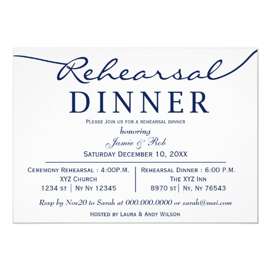 navy white elegant script rehearsal dinner invite zazzle com