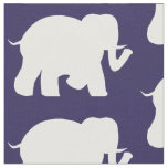 Navy &amp; white elephants fabric