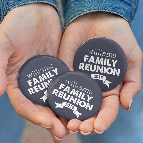Navy  White Family Reunion Pinback Button