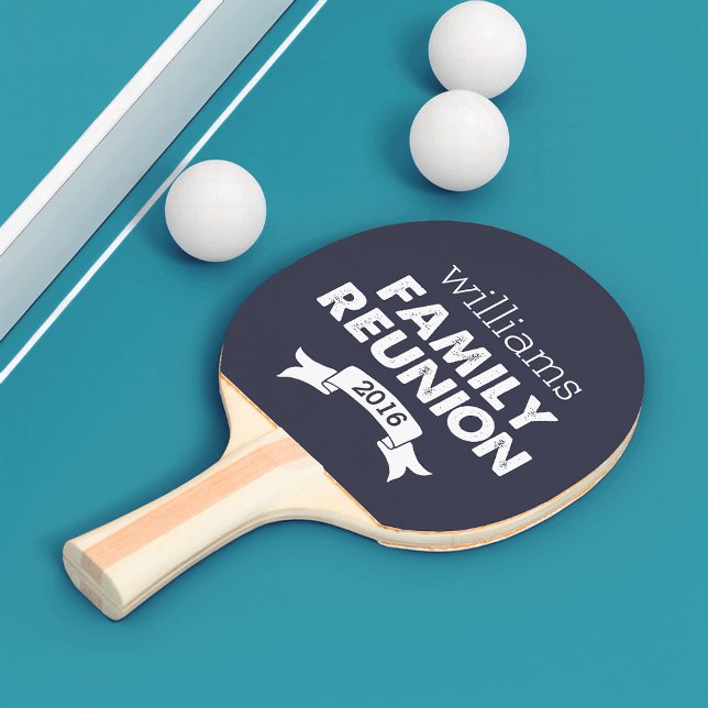 Navy & White Family Reunion Ping Pong Paddle (Creator Uploaded)