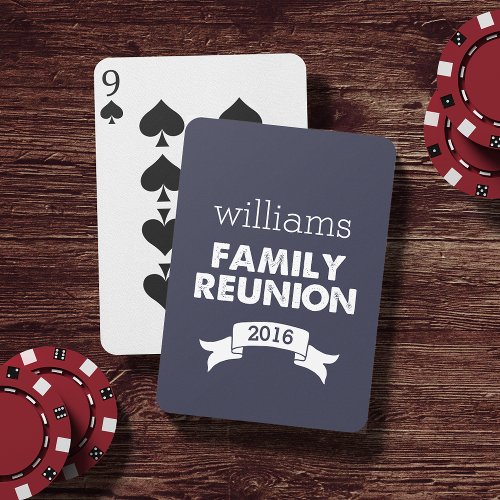 Navy  White Family Reunion Poker Cards