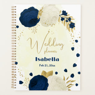 navy & white flowers gold botanical wedding planner