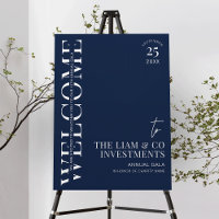 Navy & White Gala Night Corporate Event Welcome