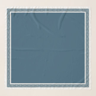 Navy White Geometric Border Islamic Scarf