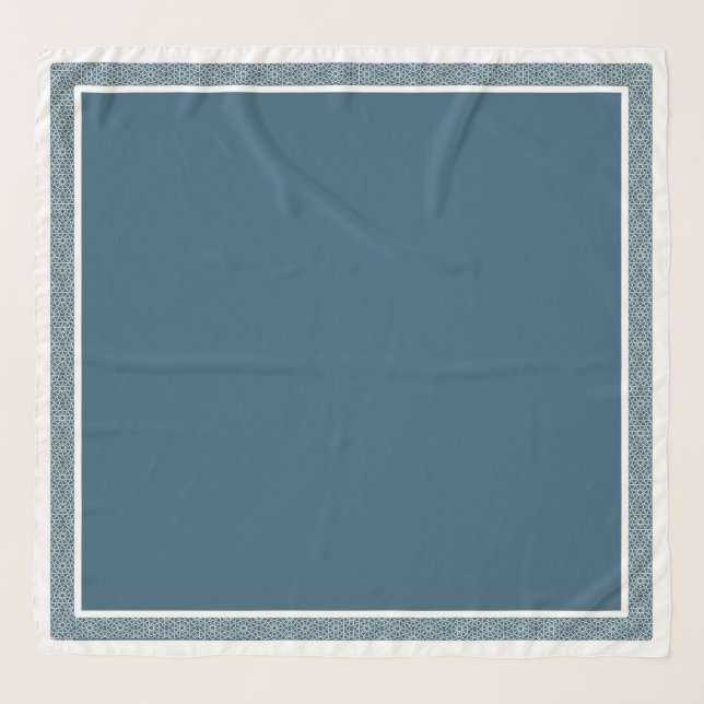 Navy White Geometric Border Islamic Scarf (Front)