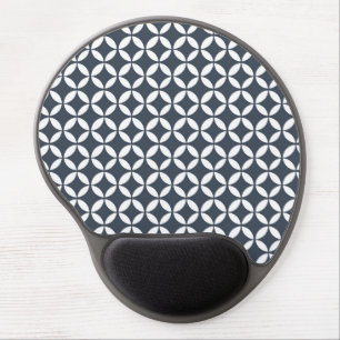 Navy White Geometric Circles Gel Mouse Pad
