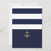 Navy White & Gold Anchor Nautical Birthday Party Invitation (Back)