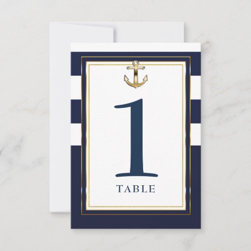 Navy White  Gold Anchor Nautical Table Seating  Invitation