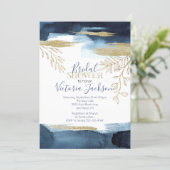 Navy White Gold Bridal Shower Invitation (Standing Front)