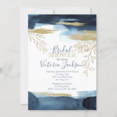 Navy White Gold Bridal Shower Invitation (Front)