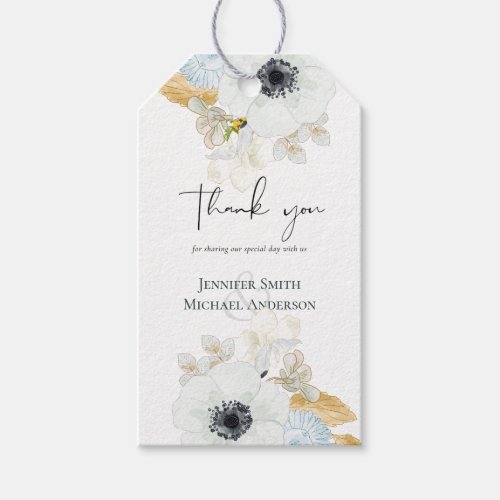 Navy White Gold Floral Wedding Gift Tags