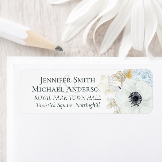 Navy White Gold Floral Wedding Label (Insitu)