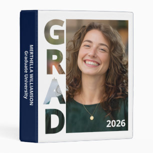 Navy White Graduation Graduate Photo Album Mini Binder