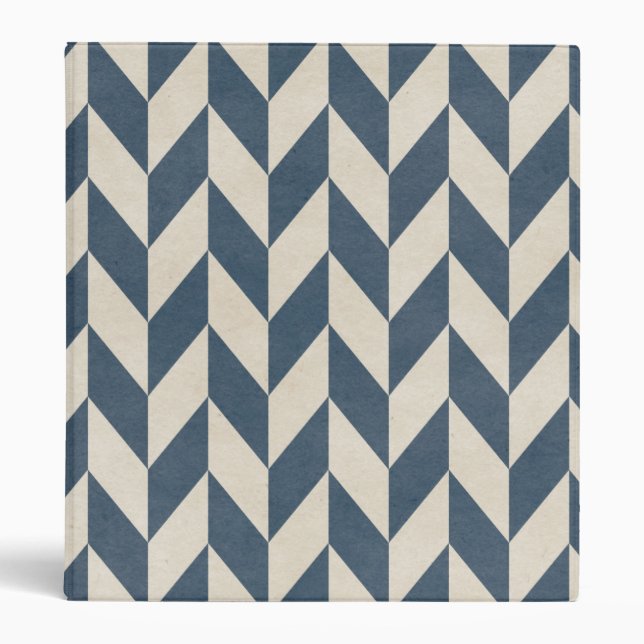 Navy & White Herringbone Classic Chevron Binder (Front)