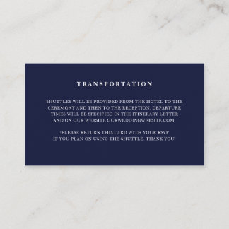 Navy White Minimalist Wedding Transportation Enclosure Card