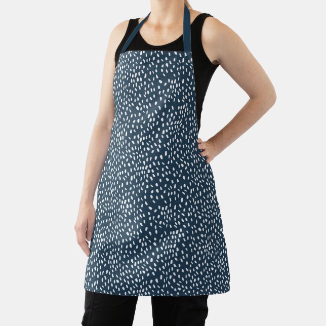 Navy & White Modern Dot Pattern Apron (Insitu)