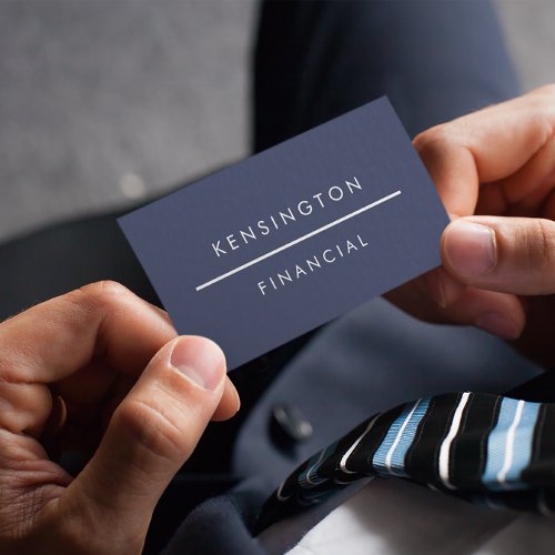 Navy  White Modern Financial Services Firm  Business Card