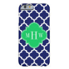 Navy White Moroccan #5 Emerald 3 Initial Monogram