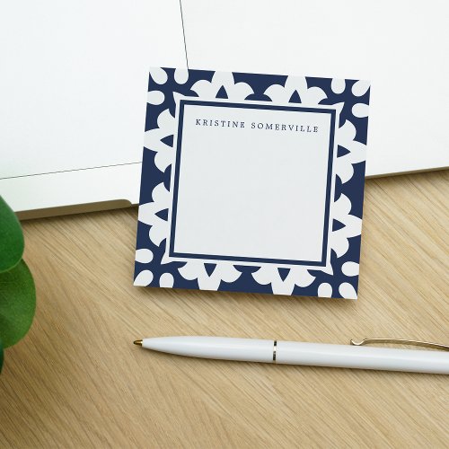 Navy  White Moroccan Border  Personalized Post_it Notes