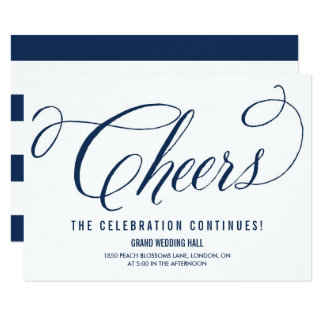 Navy & White Mr. & Mrs. Elegant Script Reception Card