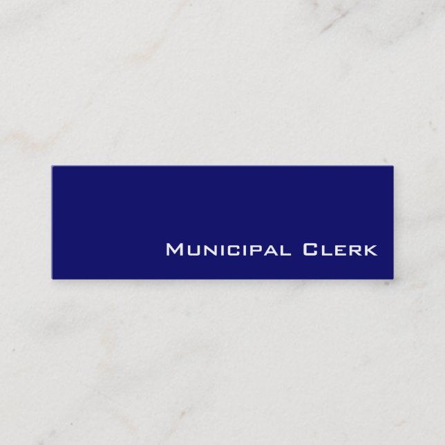 Navy white Municipal Clerk business cards (Front)