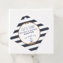 Navy &amp; White Nautical Knot Love &amp; Thanks Wedding Favor Tags